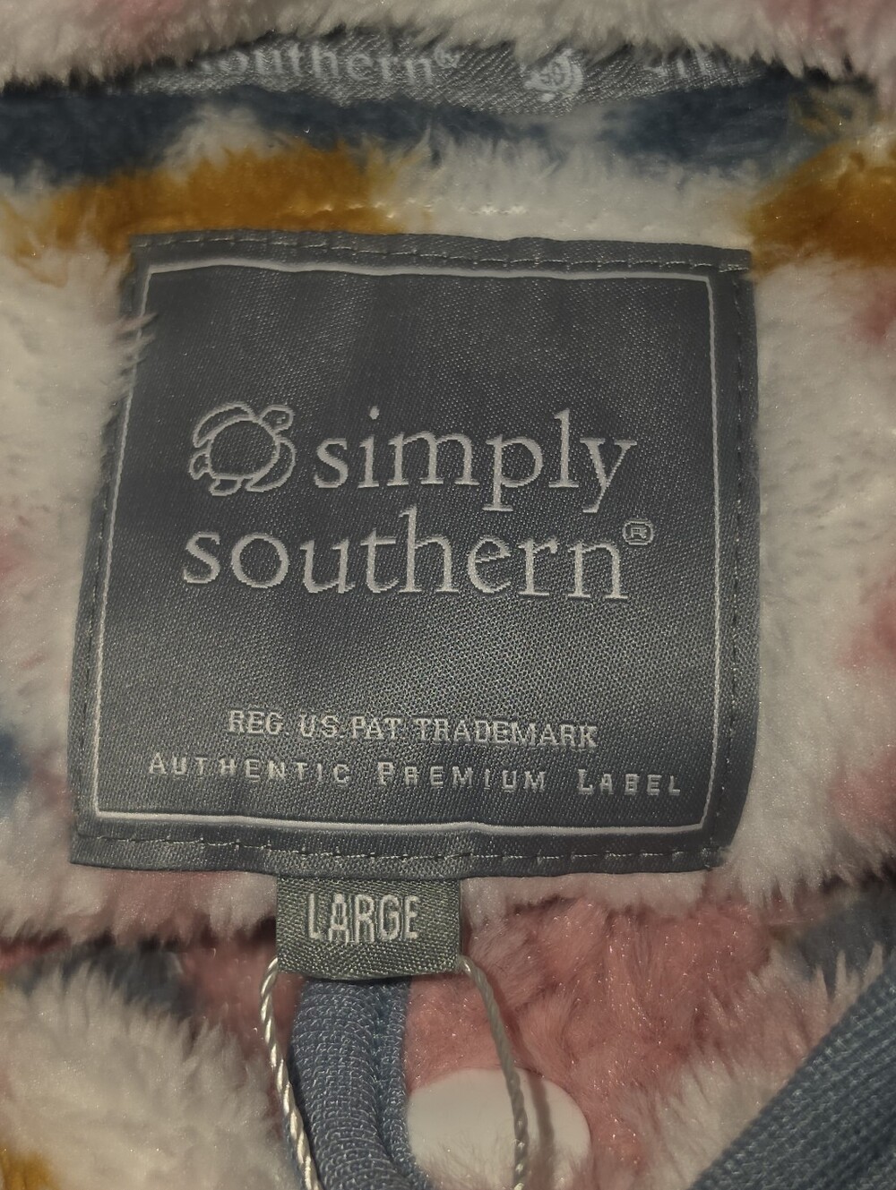 Cozy Pink & Patterned Fleece Pullover By Simply Southern Size Large Sherpa - Picture 3 of 4
